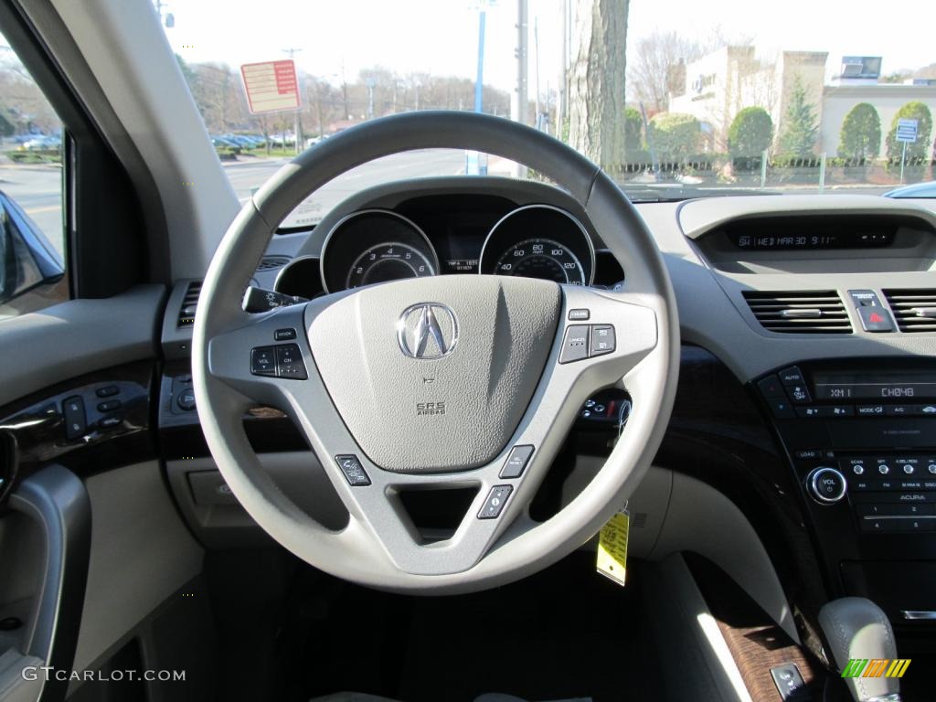 2010 Acura MDX Standard MDX Model Taupe Gray Steering Wheel Photo #47422228
