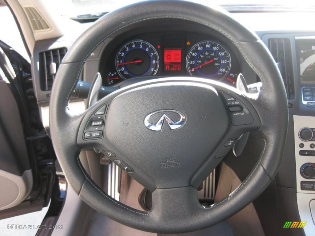2008 Infiniti G 35 S Sport Sedan Stone Steering Wheel Photo #47422461