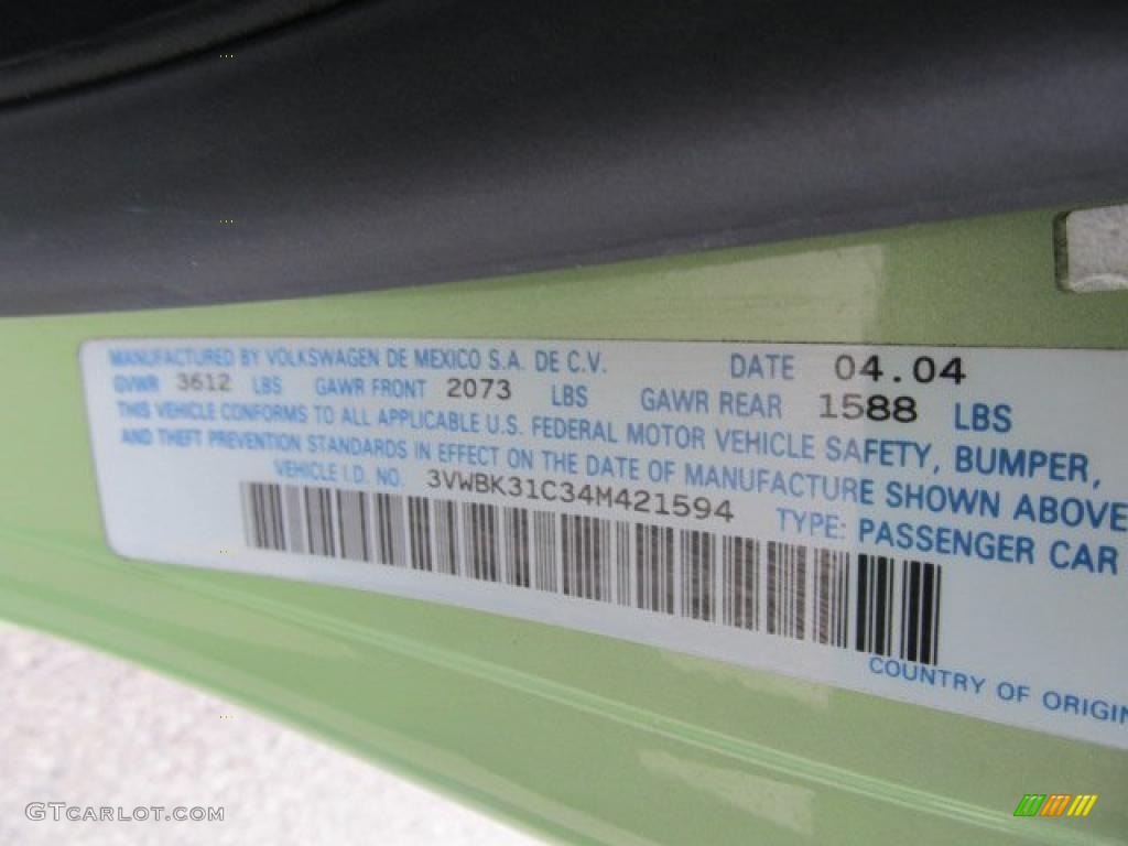 2004 Volkswagen New Beetle GL Coupe Info Tag Photos