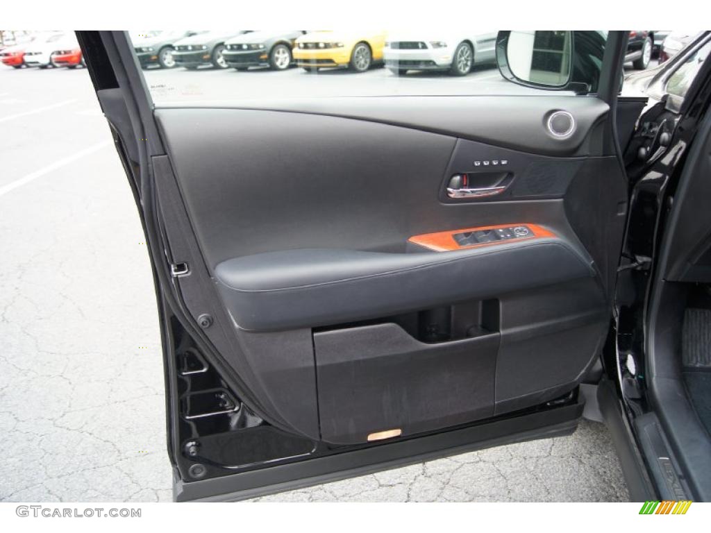 2010 Lexus RX 350 Black/Brown Walnut Door Panel Photo #47434074