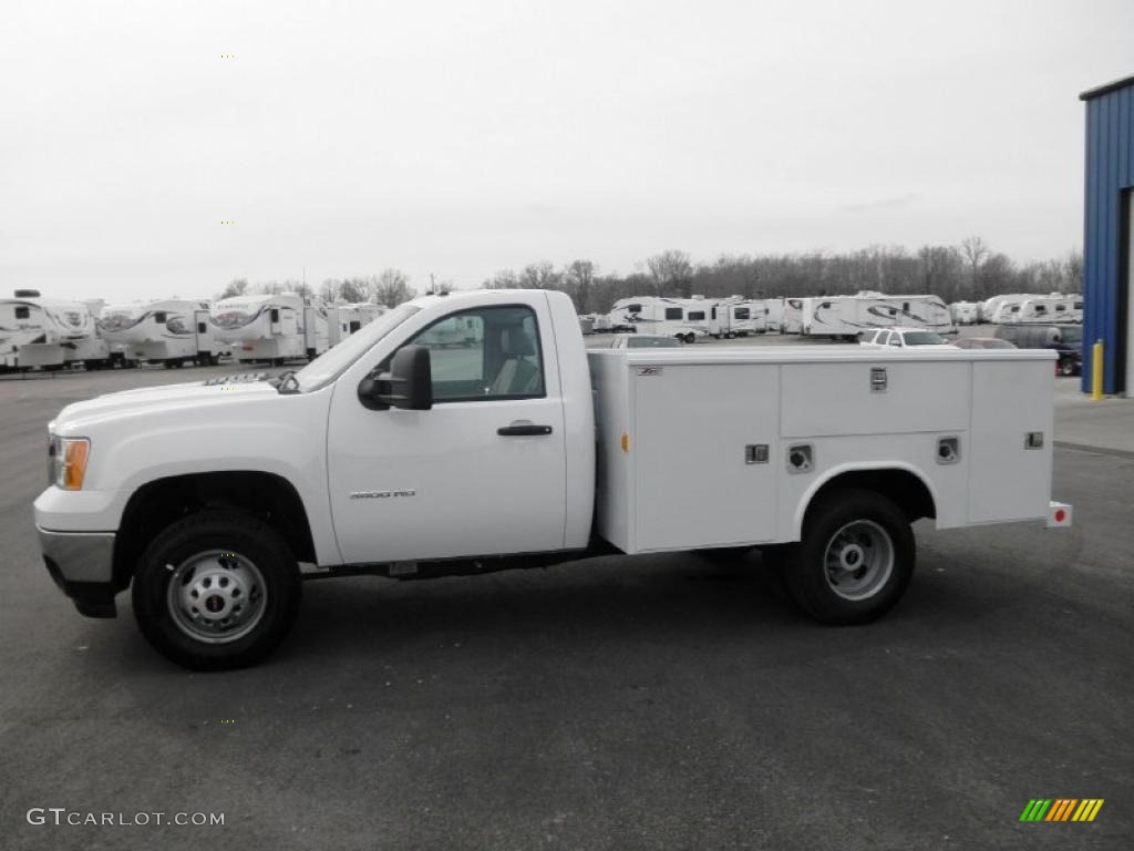 Summit White 2011 GMC Sierra 3500HD Work Truck Regular Cab Utility Exterior Photo #47437302