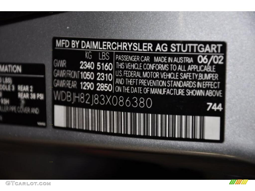 2003 E Color Code 744 for Brilliant Silver Metallic Photo #47440833