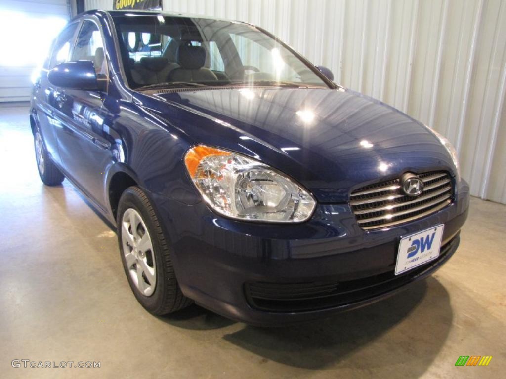 2008 Accent GLS Sedan - Dark Sapphire Blue / Beige photo #2