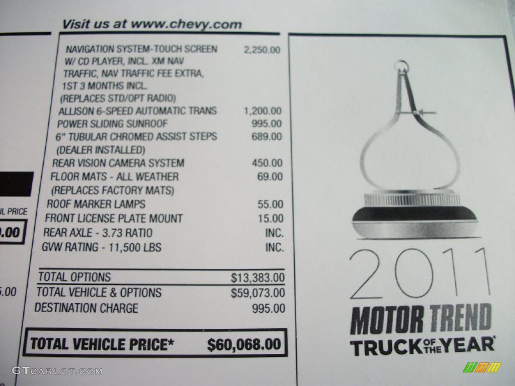2011 Chevrolet Silverado 3500HD LTZ Crew Cab 4x4 Window Sticker Photo #47450560