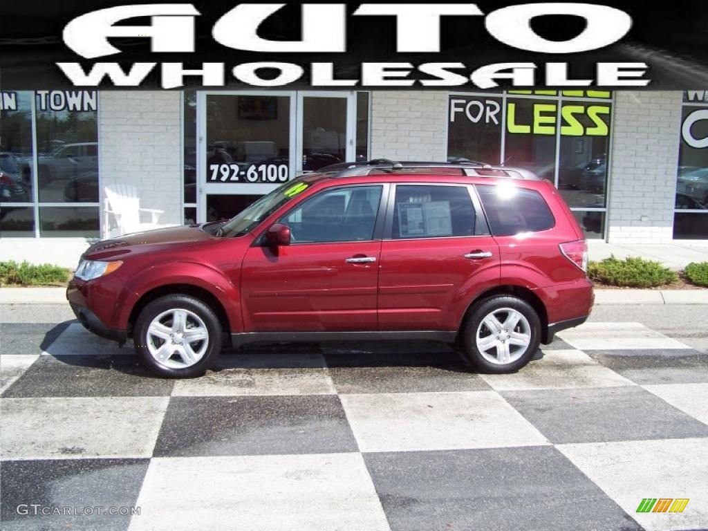2009 Forester 2.5 X Limited - Camellia Red Pearl / Black photo #1
