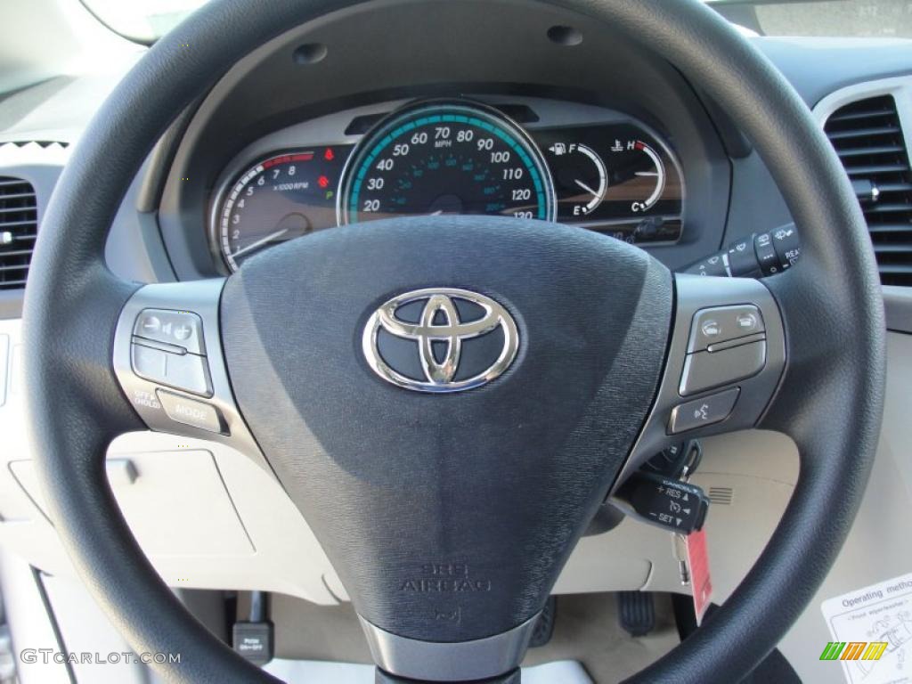 2011 Toyota Venza V6 Light Gray Steering Wheel Photo #47454532