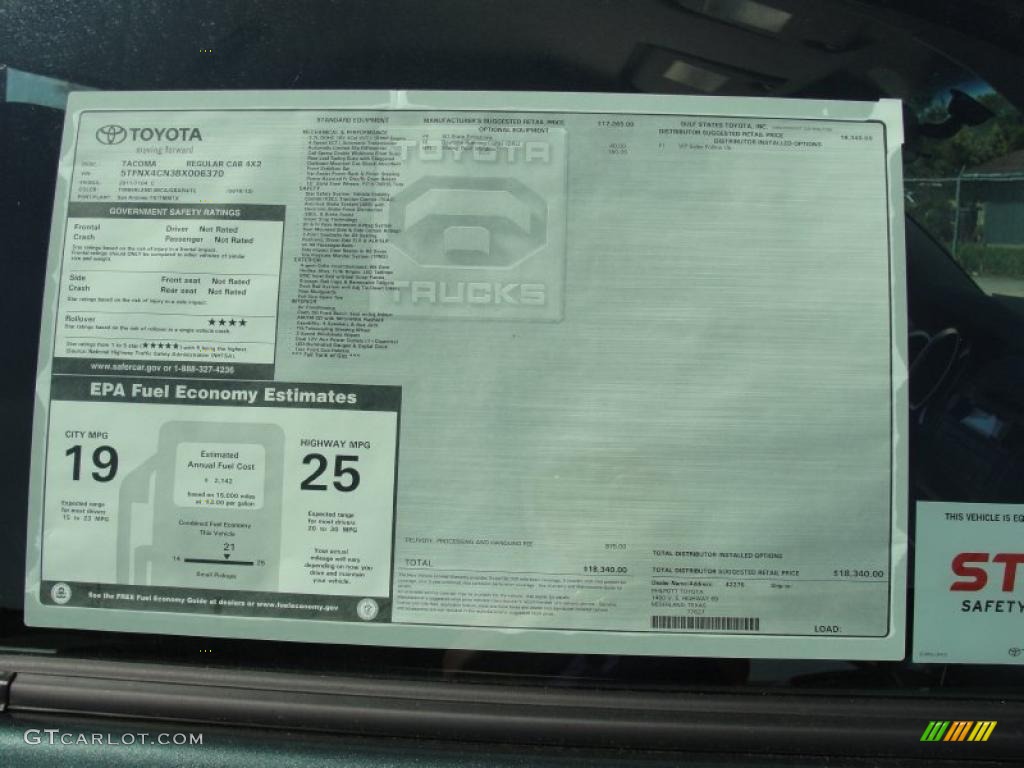 2011 Toyota Tacoma Regular Cab Window Sticker Photo #47456992