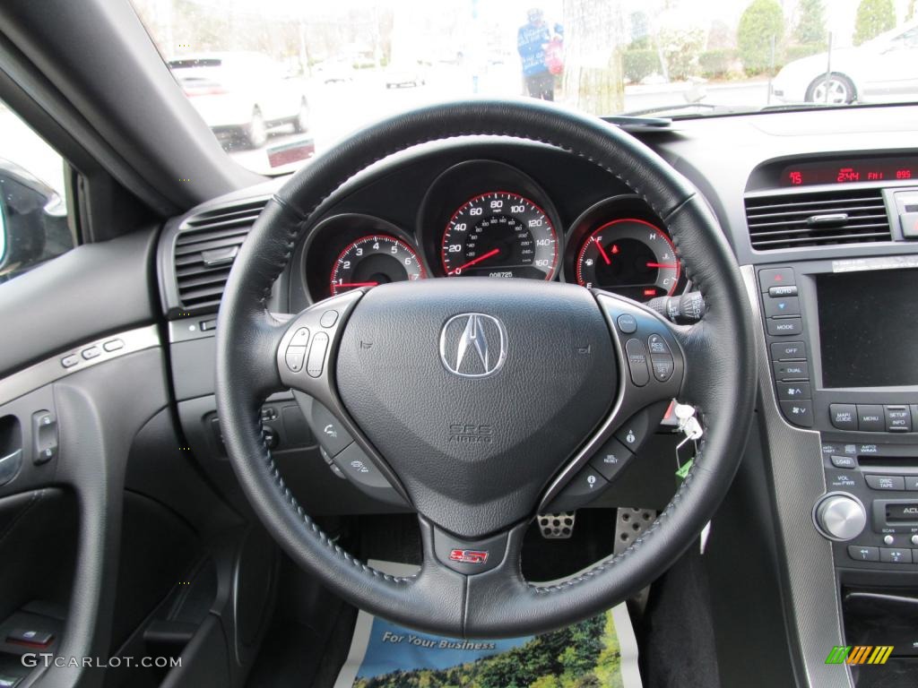2008 Acura TL 3.5 Type-S Ebony/Silver Steering Wheel Photo #47457019