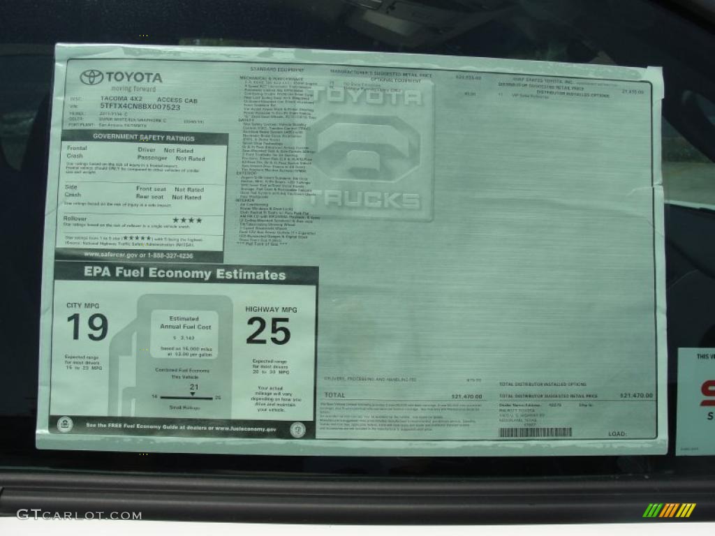 2011 Toyota Tacoma Access Cab Window Sticker Photos