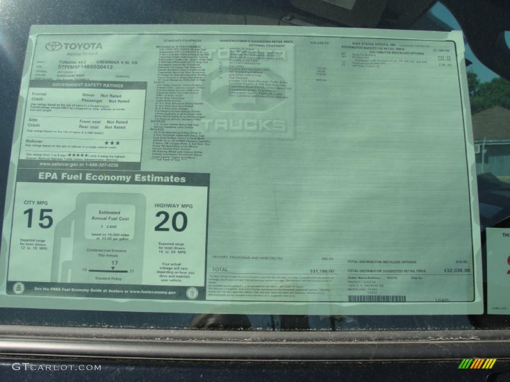 2011 Toyota Tundra CrewMax Window Sticker Photo #47460938