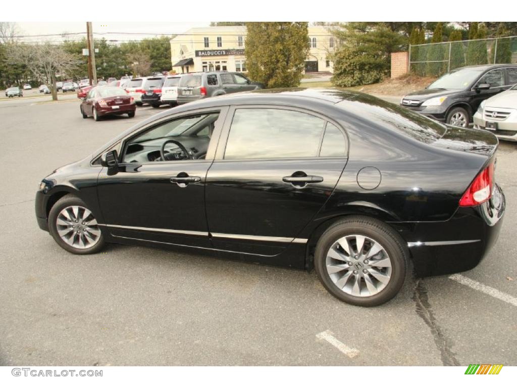 2009 Civic EX-L Sedan - Crystal Black Pearl / Gray photo #10