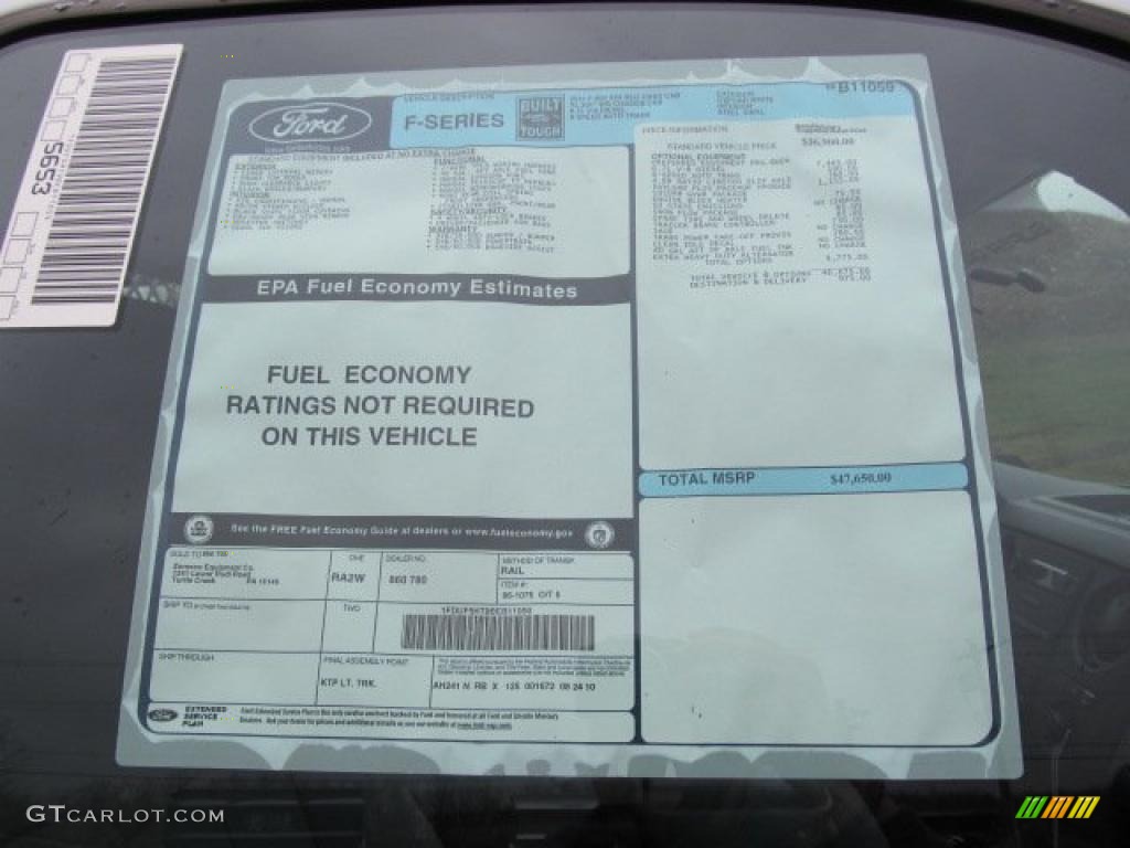 2011 Ford F550 Super Duty XL Regular Cab 4x4 Stake Truck Window Sticker Photo #47471164