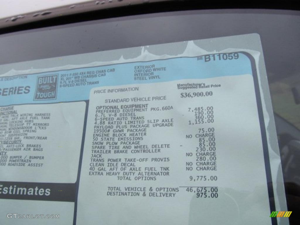2011 Ford F550 Super Duty XL Regular Cab 4x4 Stake Truck Window Sticker Photo #47471179