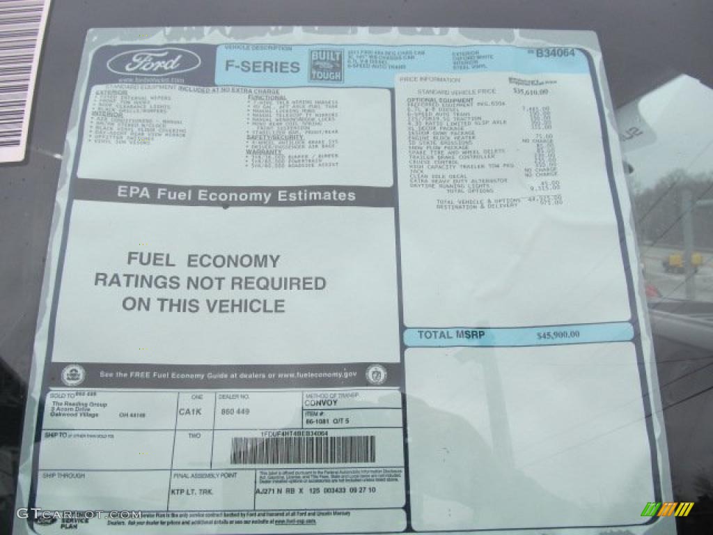 2011 Ford F450 Super Duty XL Regular Cab 4x4 Chassis Dump Truck Window Sticker Photo #47471377