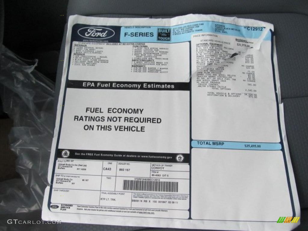 2011 Ford F350 Super Duty XL Regular Cab 4x4 Chassis Dump Truck Window Sticker Photo #47471698