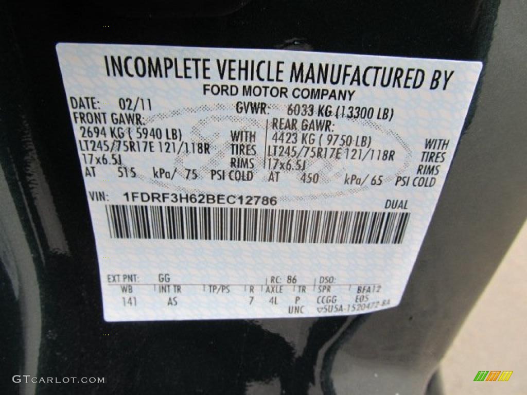 2011 F350 Super Duty Color Code GG for Forest Green Metallic Photo #47472403