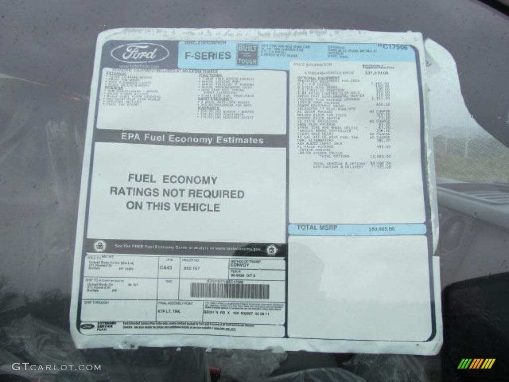 2011 Ford F550 Super Duty XL Regular Cab 4x4 Dump Truck Window Sticker Photo #47472724