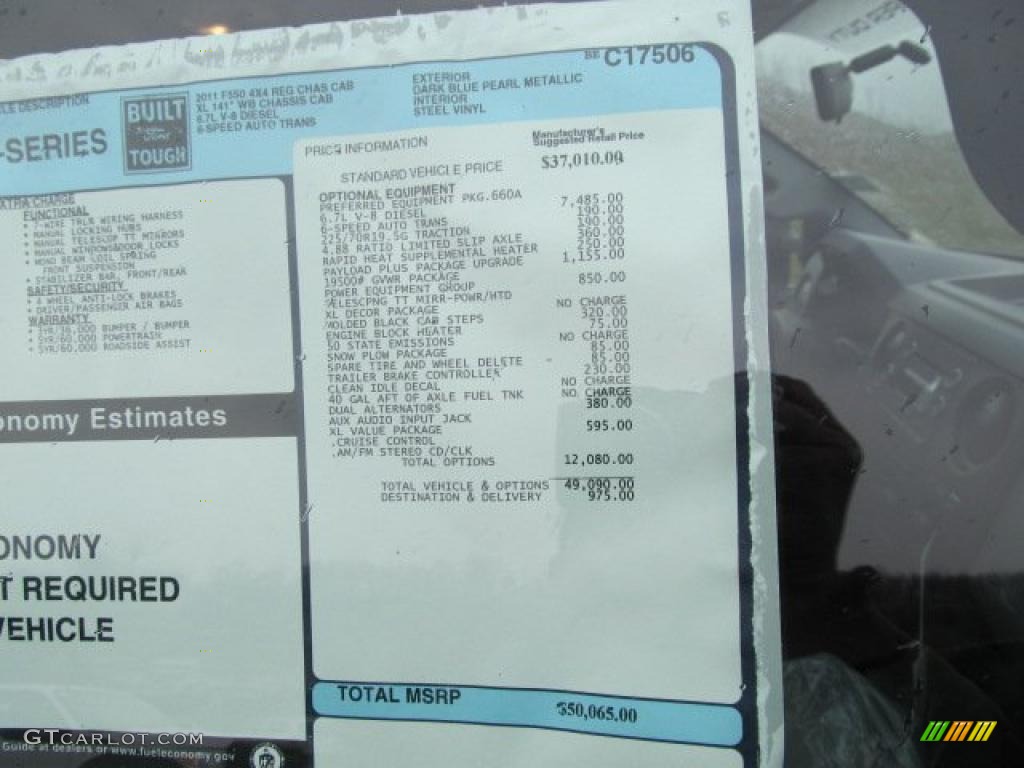 2011 Ford F550 Super Duty XL Regular Cab 4x4 Dump Truck Window Sticker Photo #47472736
