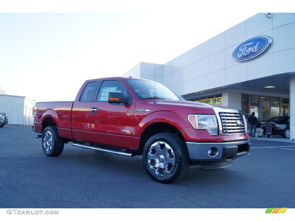 2011 F150 XLT SuperCab 4x4 - Red Candy Metallic / Steel Gray photo #1