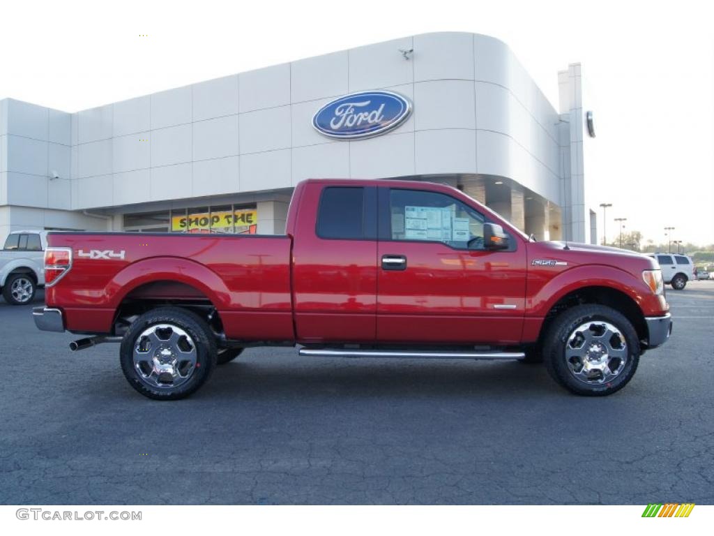 2011 F150 XLT SuperCab 4x4 - Red Candy Metallic / Steel Gray photo #2