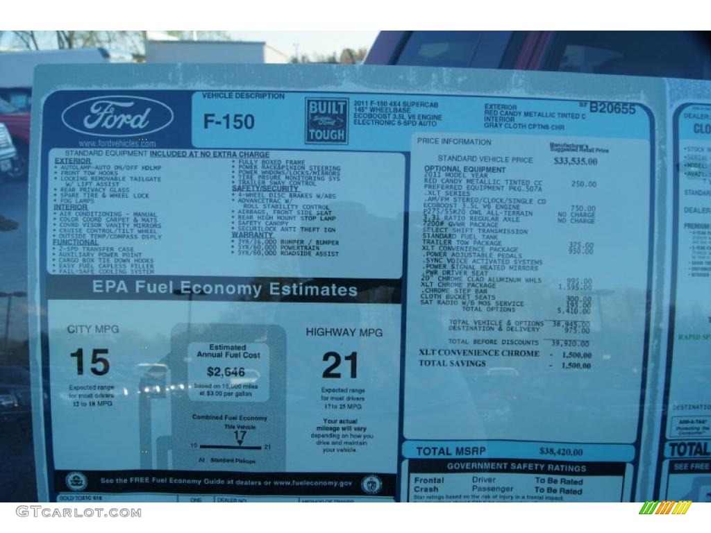 2011 Ford F150 XLT SuperCab 4x4 Window Sticker Photo #47475017