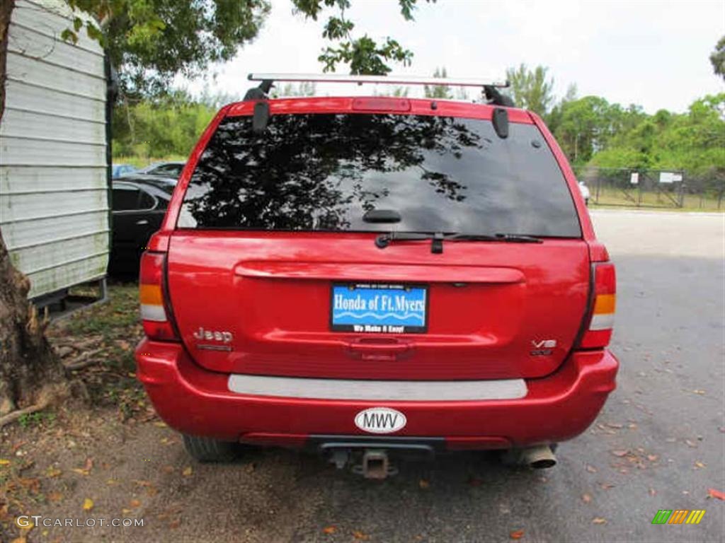 2002 Grand Cherokee Overland 4x4 - Inferno Red Tinted Pearlcoat / Dark Slate Gray photo #3