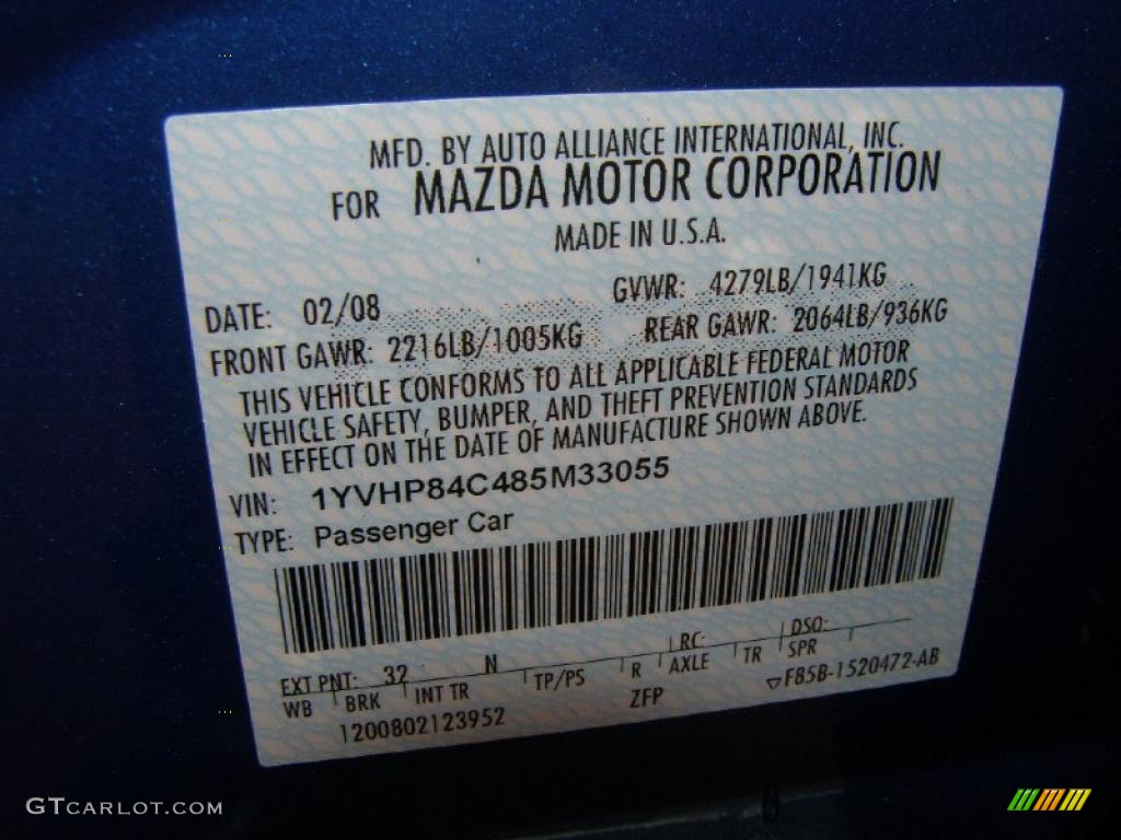 2008 MAZDA6 i Touring Hatchback - Bright Island Blue / Black photo #16