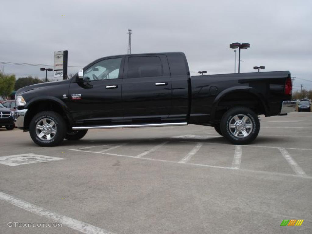 Brilliant Black Crystal Pearl 2011 Dodge Ram 3500 HD Laramie Mega Cab 4x4 Exterior Photo #47481398