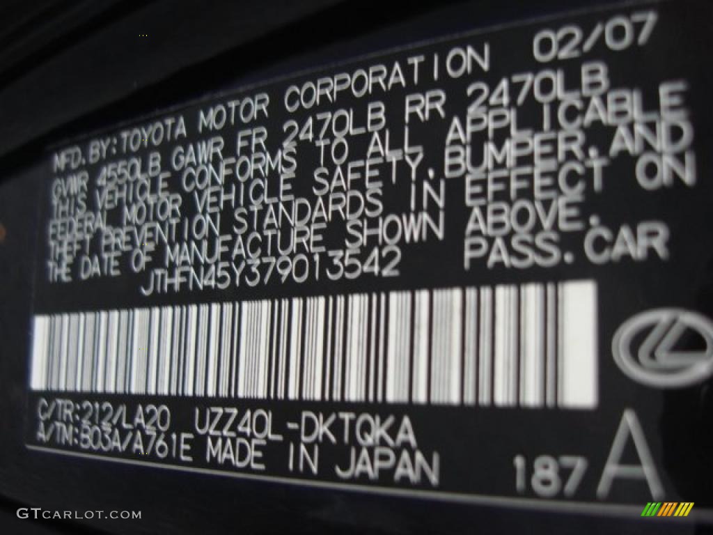 2007 SC Color Code 212 for Obsidian Black Photo #47482001