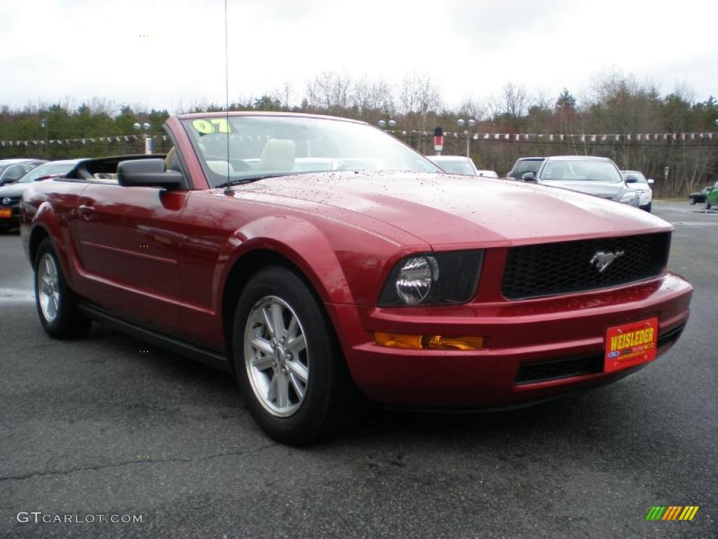 2007 Mustang V6 Premium Convertible - Redfire Metallic / Medium Parchment photo #5