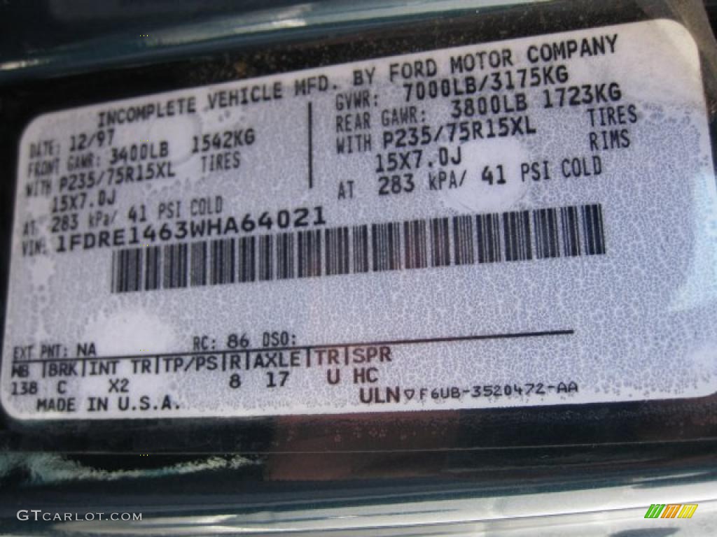 1998 Ford E Series Van E150 Passenger Conversion Color Code Photos