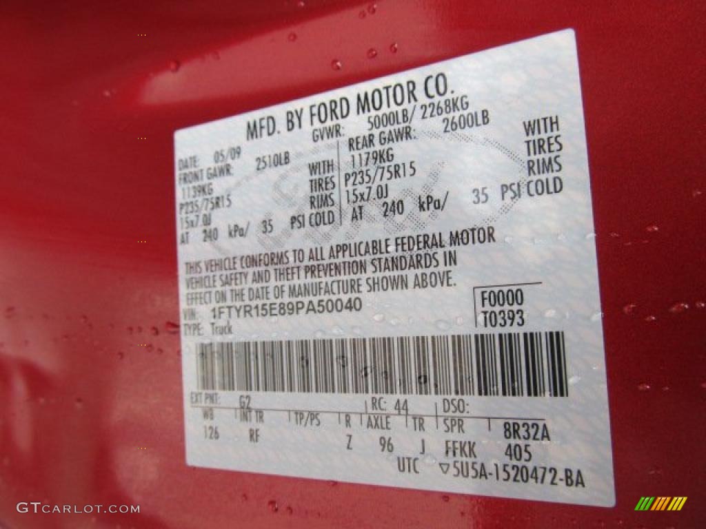 2009 Ranger Color Code G2 for Redfire Metallic Photo #47488764