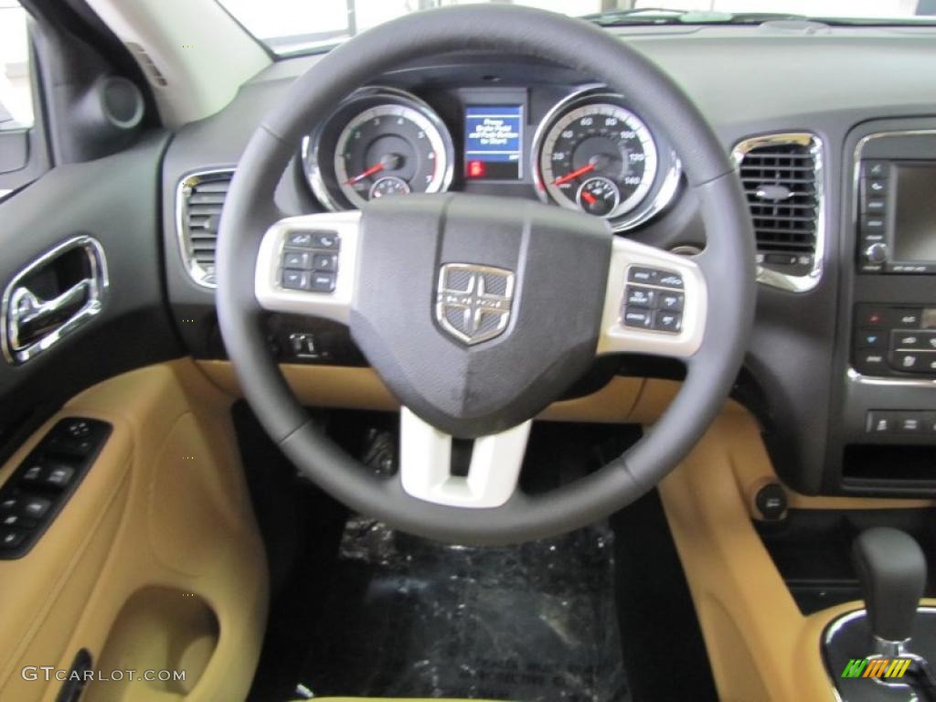 2011 Dodge Durango Citadel Black/Tan Steering Wheel Photo #47489625