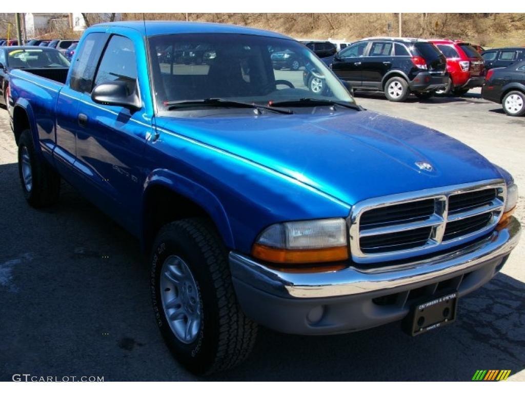 2001 Dakota SLT Club Cab 4x4 - Intense Blue Pearl / Dark Slate Gray photo #7