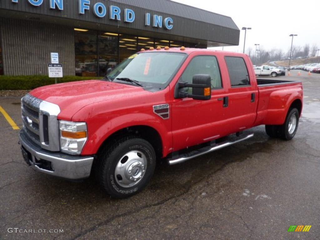 2010 F350 Super Duty Lariat Crew Cab 4x4 Dually - Vermillion Red / Camel photo #8