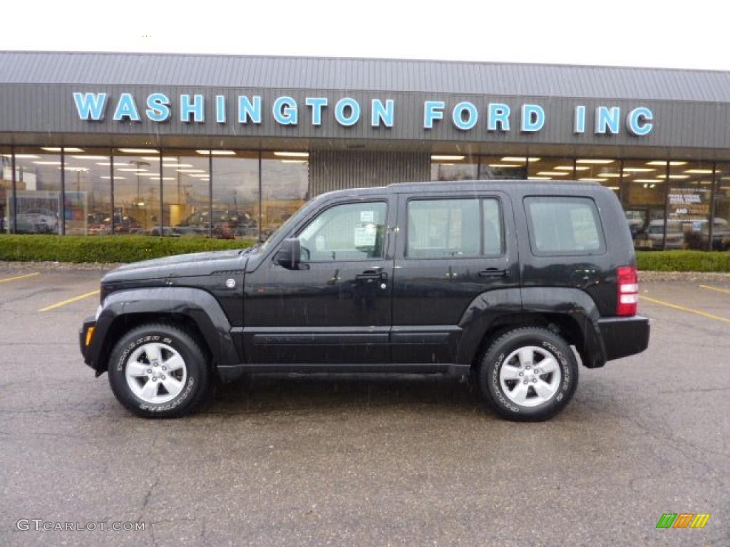 2009 Liberty Sport 4x4 - Brilliant Black Crystal Pearl / Dark Slate Gray photo #1