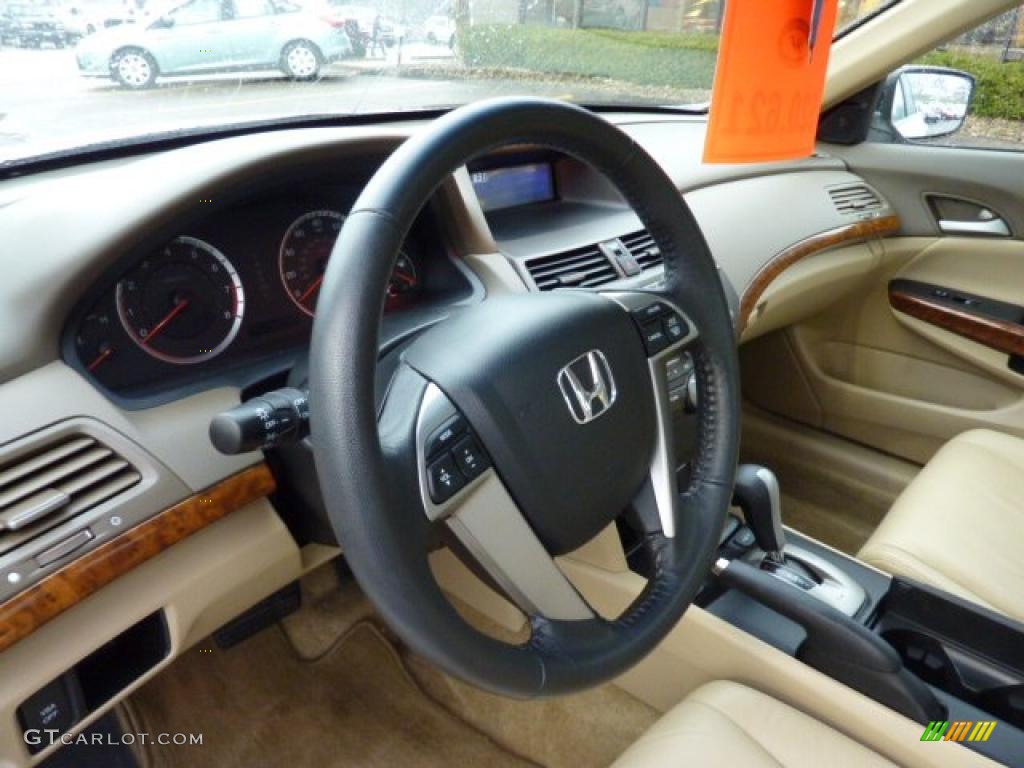 2009 Honda Accord EX-L V6 Sedan Ivory Steering Wheel Photo #47496645