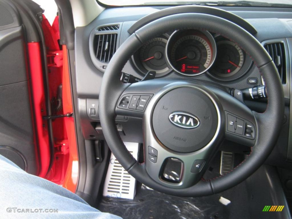 2011 Kia Forte Koup SX Black Sport Steering Wheel Photo #47497227