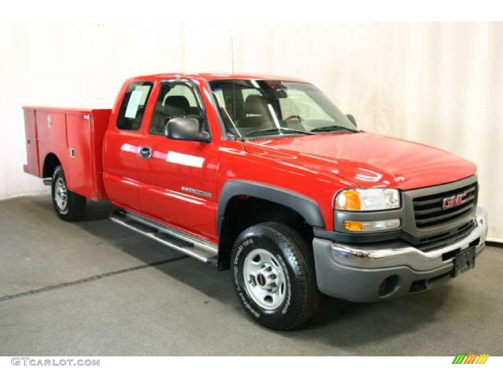 2003 Sierra 2500HD Extended Cab Chassis - Fire Red / Dark Pewter photo #1