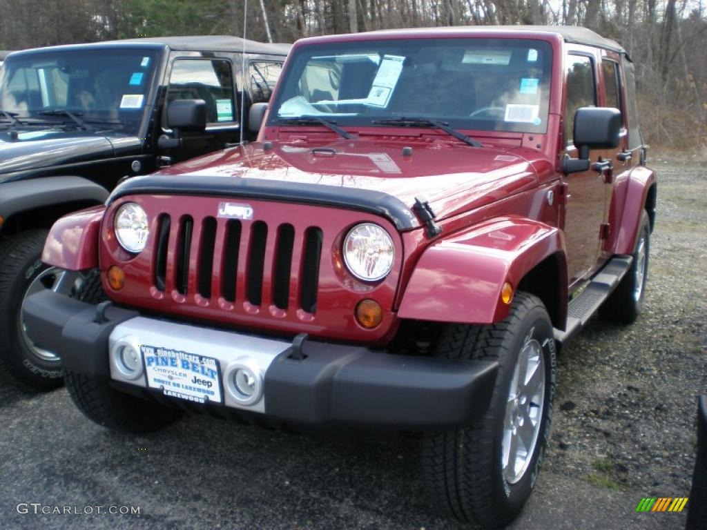 2011 Wrangler Unlimited Sahara 4x4 - Deep Cherry Red / Black photo #1