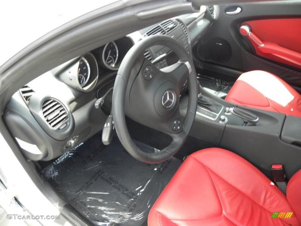 Black/Red Interior 2009 Mercedes-Benz SLK 350 Roadster Photo #47515903