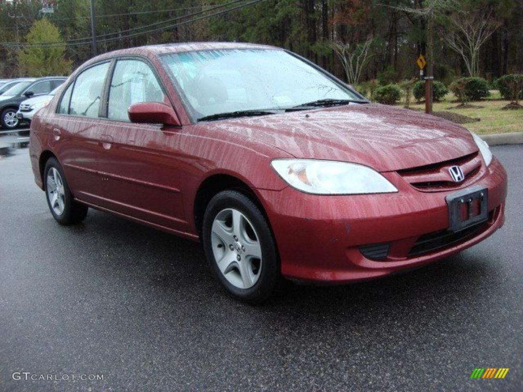 2005 Civic EX Sedan - Tango Red Pearl / Ivory photo #7