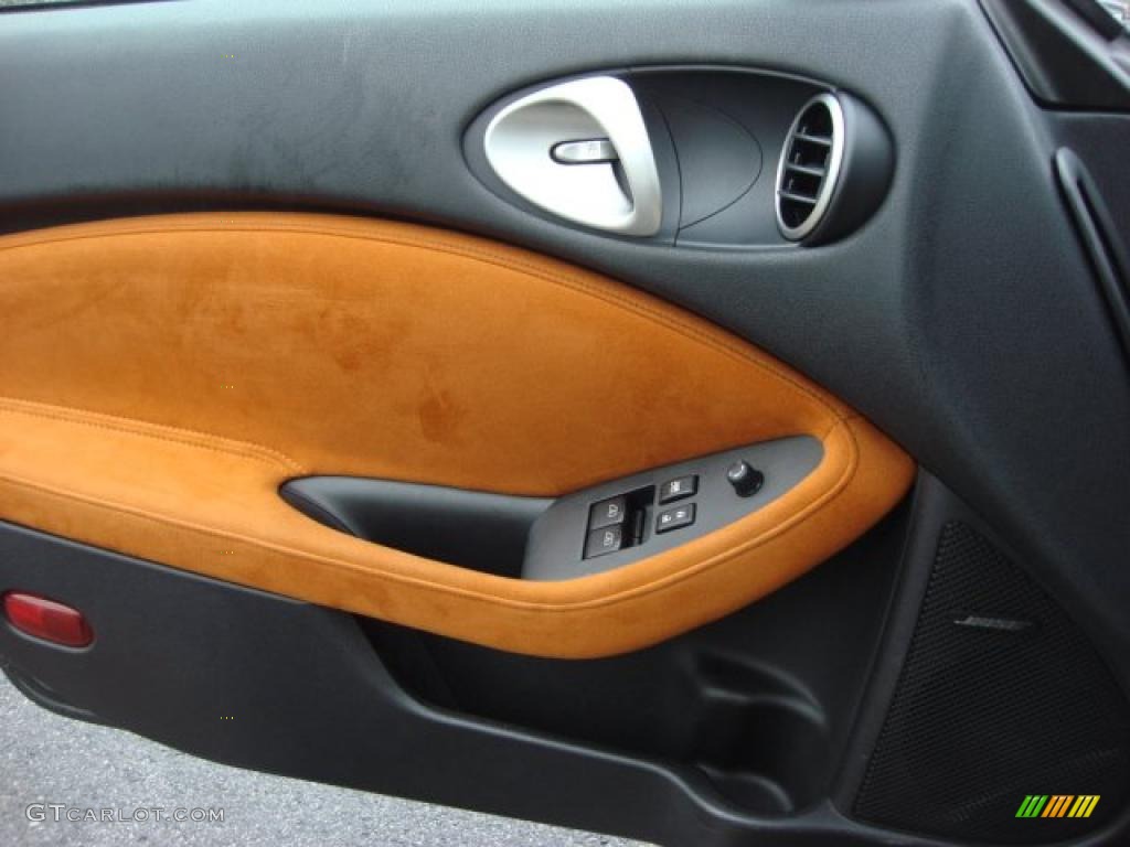 2009 Nissan 370Z Sport Touring Coupe Persimmon Leather Door Panel Photo #47517364