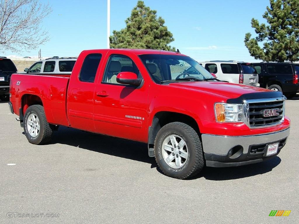 2008 Sierra 1500 SLT Extended Cab 4x4 - Fire Red / Light Cashmere photo #1