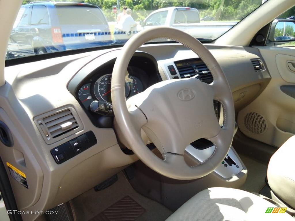 2008 Hyundai Tucson Limited Beige Steering Wheel Photo #47519665