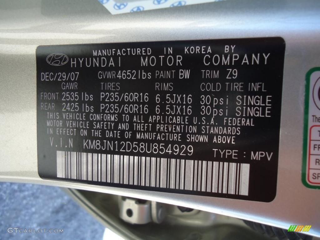 2008 Tucson Color Code BW for Desert Sage Photo #47519920