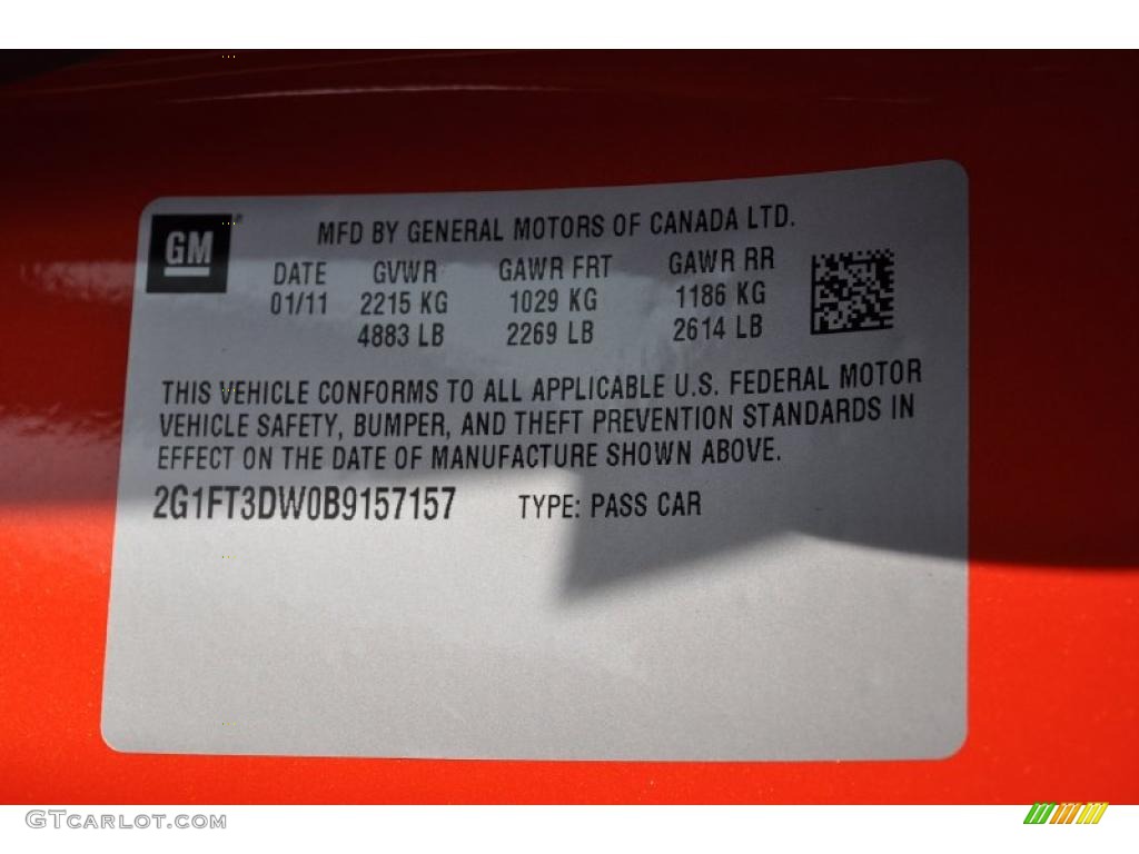 2011 Chevrolet Camaro SS/RS Convertible Info Tag Photo #47522953