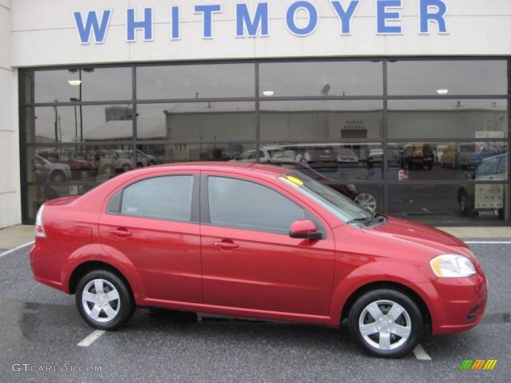 2010 Aveo LT Sedan - Sport Red / Charcoal photo #1