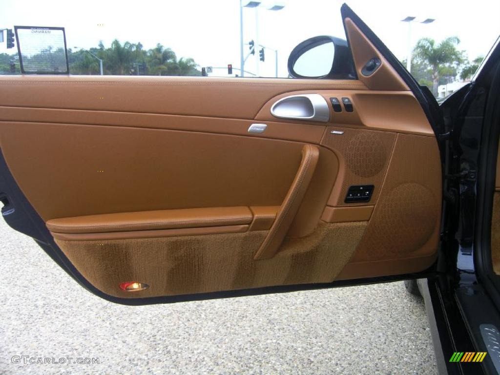 2007 Porsche 911 Targa 4S Natural Leather Brown Door Panel Photo #47531800