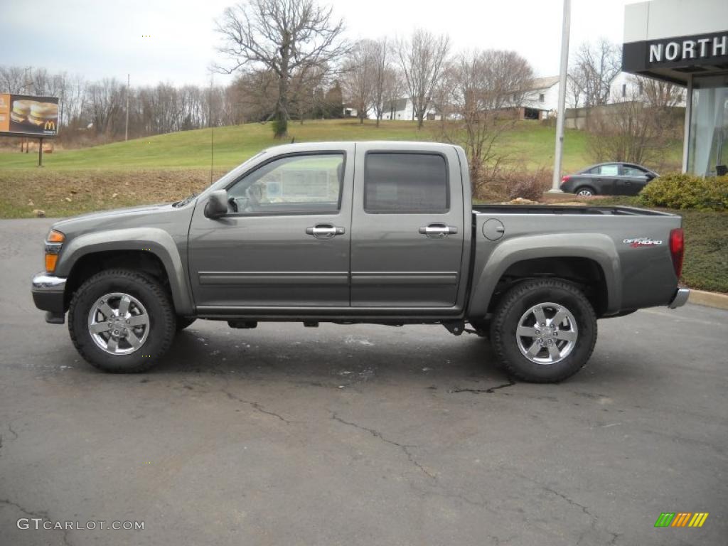 2011 Canyon SLE Crew Cab 4x4 - Gray Green Metallic / Ebony photo #6
